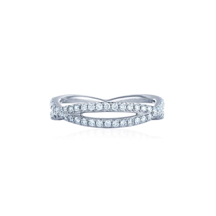 18K White Gold Crisscrossed Band set with 84 round (0.65ctw) (FG