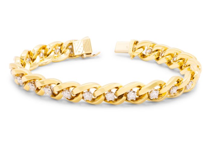 18K Yellow Gold Oscar Heyman Diamond Bracelet set in platinum with 23 round diamonds (2.77ctw) (DG