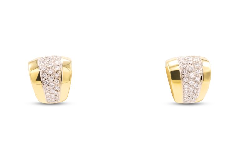 18K Yellow Gold Diamond Earrings set with 54 round diamonds (0.75ctw)