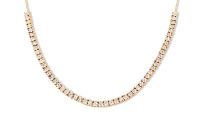 14K Yellow Gold Diamond Tennis Necklace with 53 round diamonds (0.90ctw) (GH