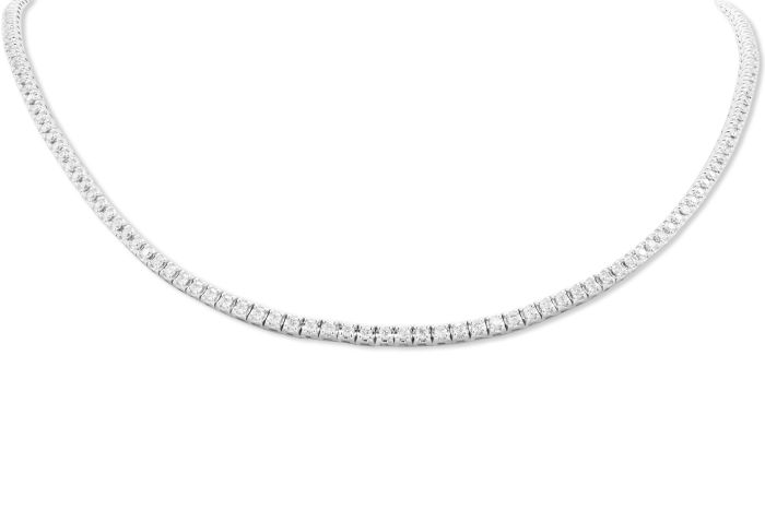 18K White Gold Diamond Riviera Necklace set with 168 round diamonds (2.80Ctw) (GH