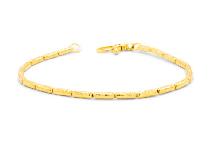 24K Yellow Gold Vertigo Single Strand Bracelet with vertigo tubes (tube 2.5x7.0mm) with 18K yellow gold clasp