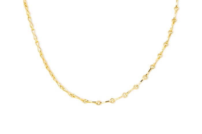 18K Yellow Gold Handmade High Polish Necklace small bow design (70) 18" length