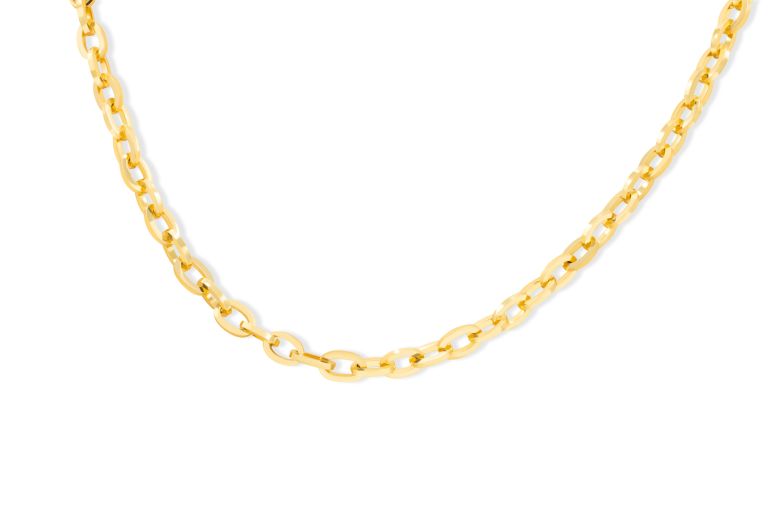 18K Yellow Gold Handmade High Polish Chain Necklace 18"  length