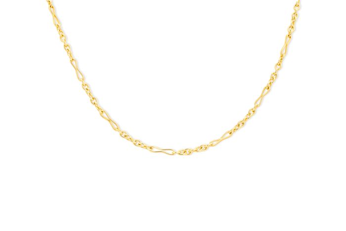 18K Yellow Gold Handmade High Polish Chain Necklace large bow design 18" Length