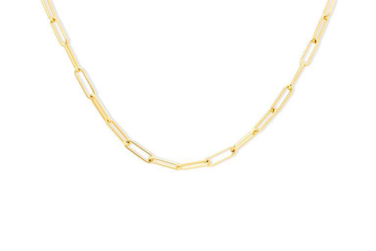 18K Yellow Gold Handmade Paper Clip Chain 18" length