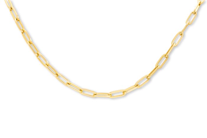 18K Yellow Gold Handmade Paper Clip Chain 18" length