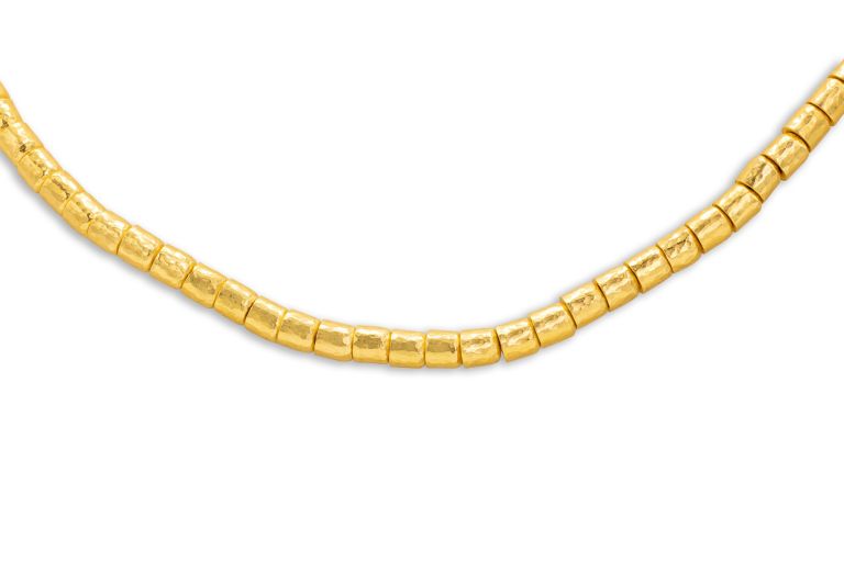 24K Yellow Gold Single Strand Necklace thin vertigo tubes (approximately 4.2x3.6mm)