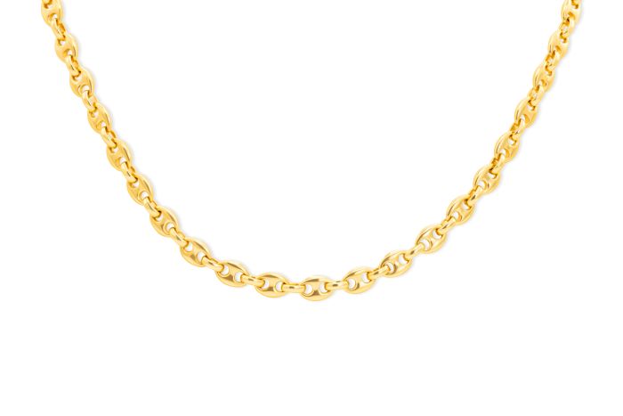 18K Yellow Gold Anchor Chain Necklace 20" length