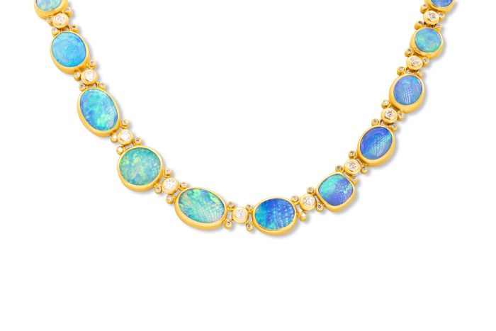 24K Yellow Gold One of a Kind Opal Necklace