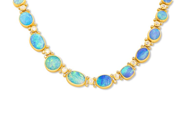 24K Yellow Gold One of a Kind Opal Necklace