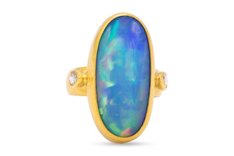 24K Yellow Gold One of a Kind Opal Ring