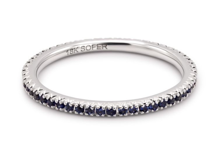 18K White Gold Blue Sapphire Eternity Band (0.33ctw)